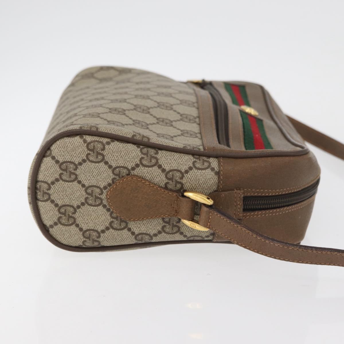 GUCCI GG Supreme Web Sherry Line Bag PVC Beige Gold 119 02 088 Auth BA12405