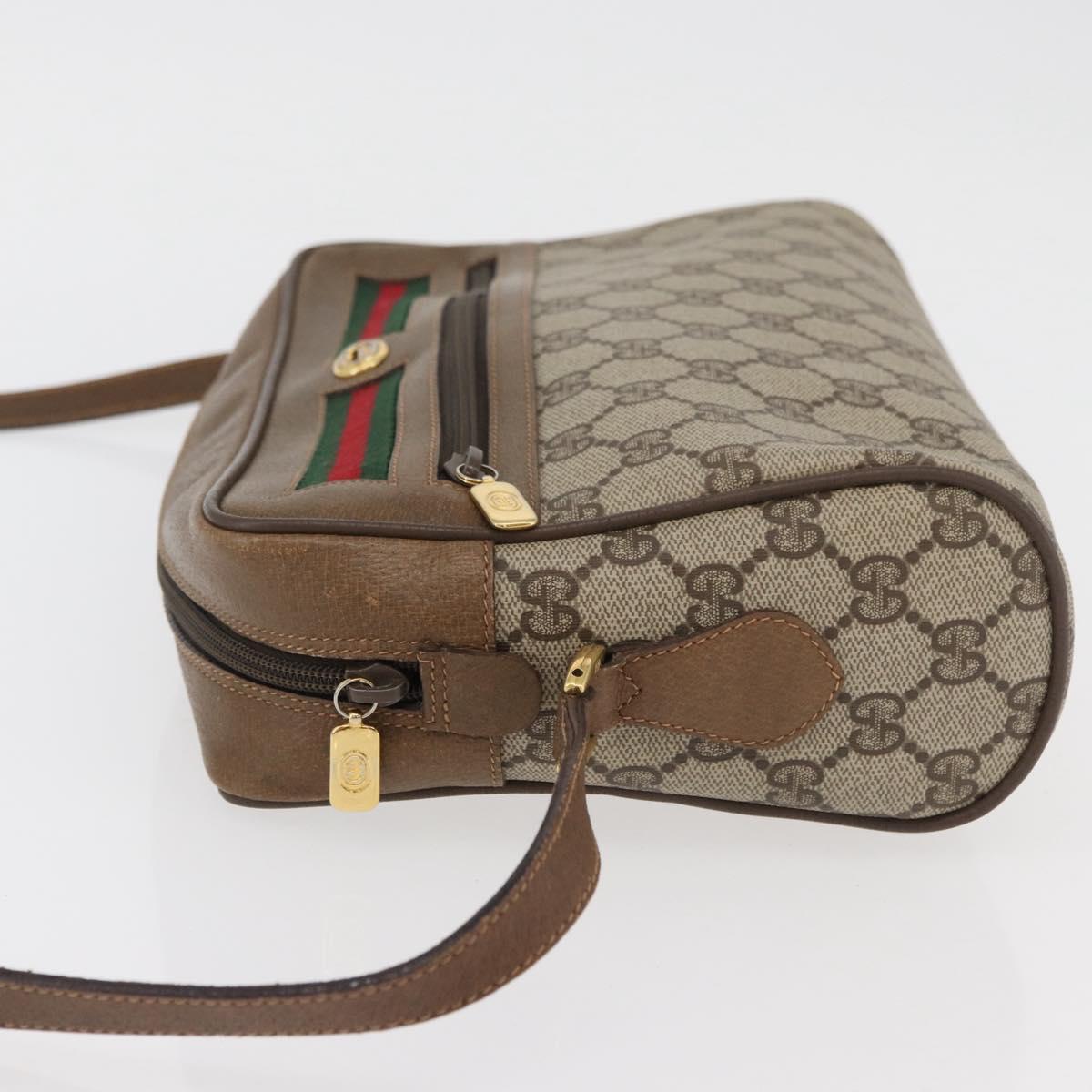 GUCCI GG Supreme Web Sherry Line Bag PVC Beige Gold 119 02 088 Auth BA12405