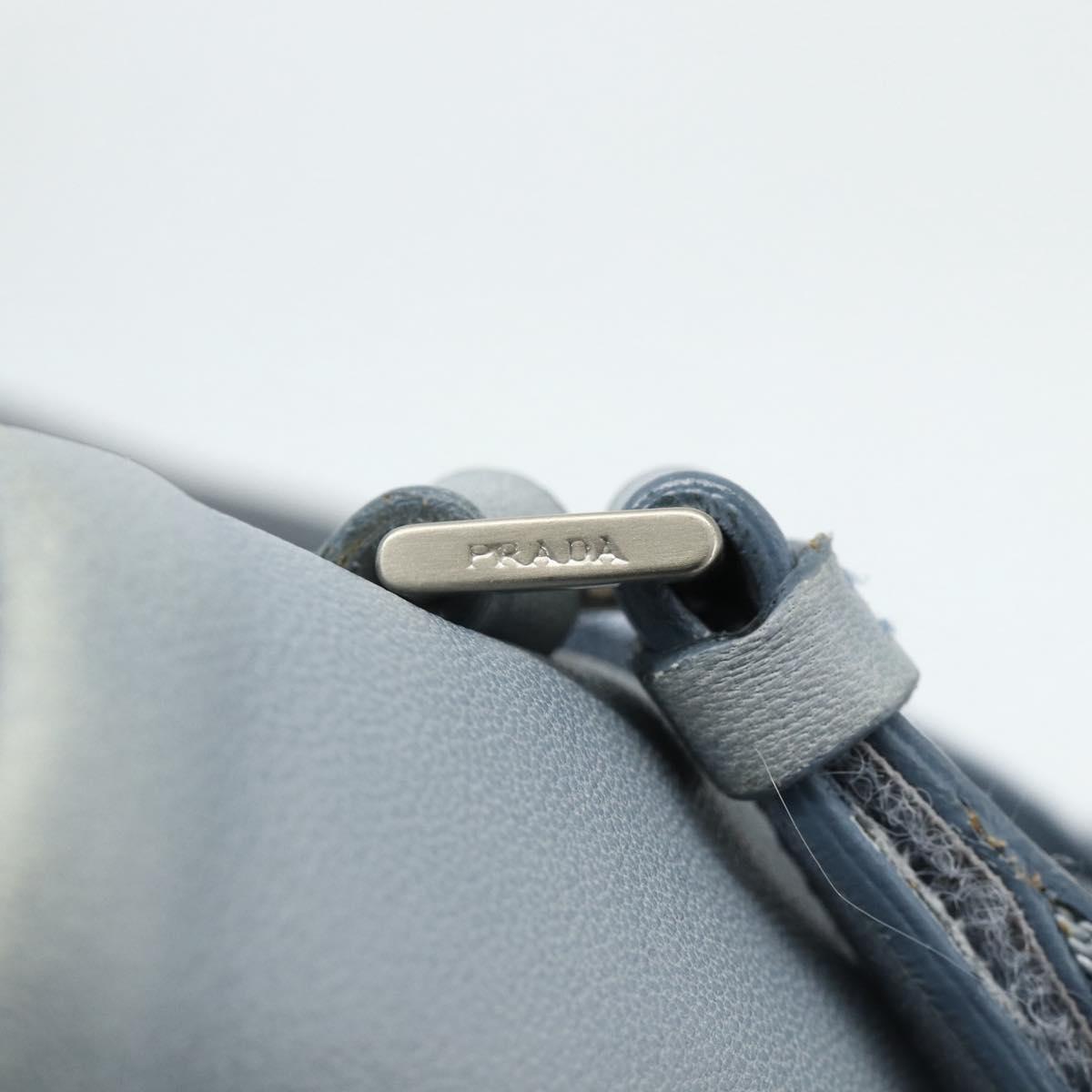 PRADA Backpack Leather Light Blue Silver Auth BA12406A