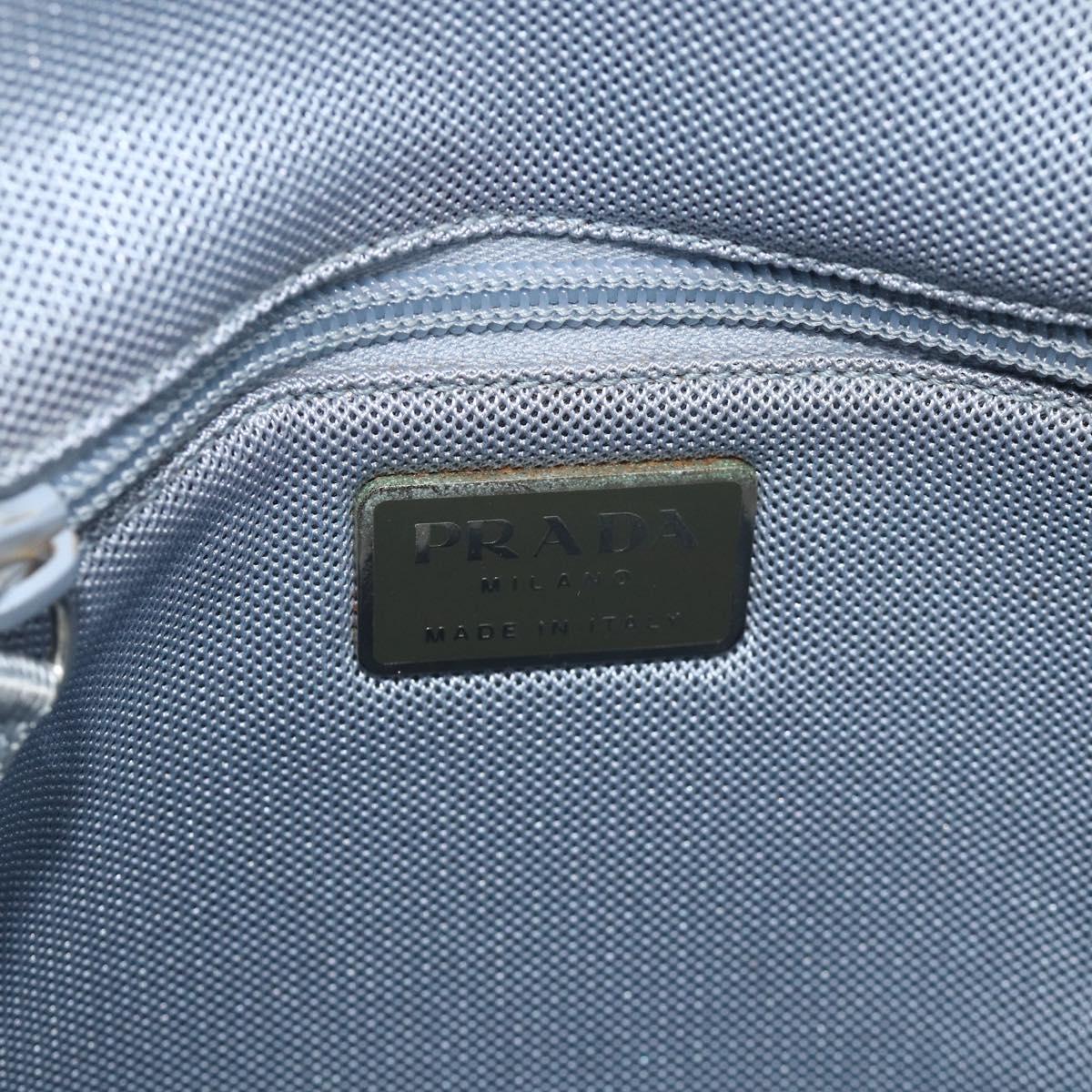 PRADA Backpack Leather Light Blue Silver Auth BA12406A