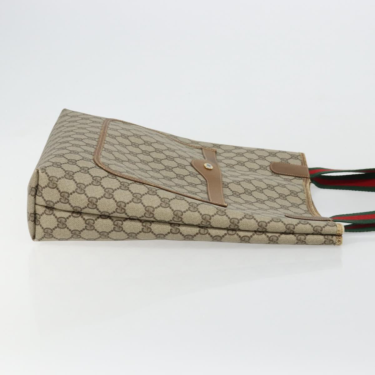 GUCCI GG Supreme Web Sherry Line Tote Bag PVC Beige Red 39 02 003 Auth BA12408