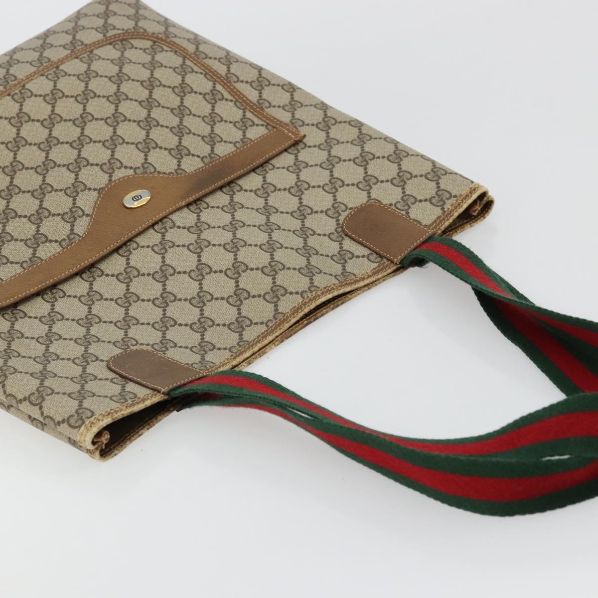 GUCCI GG Supreme Web Sherry Line Tote Bag PVC Beige Red 39 02 003 Auth BA12408