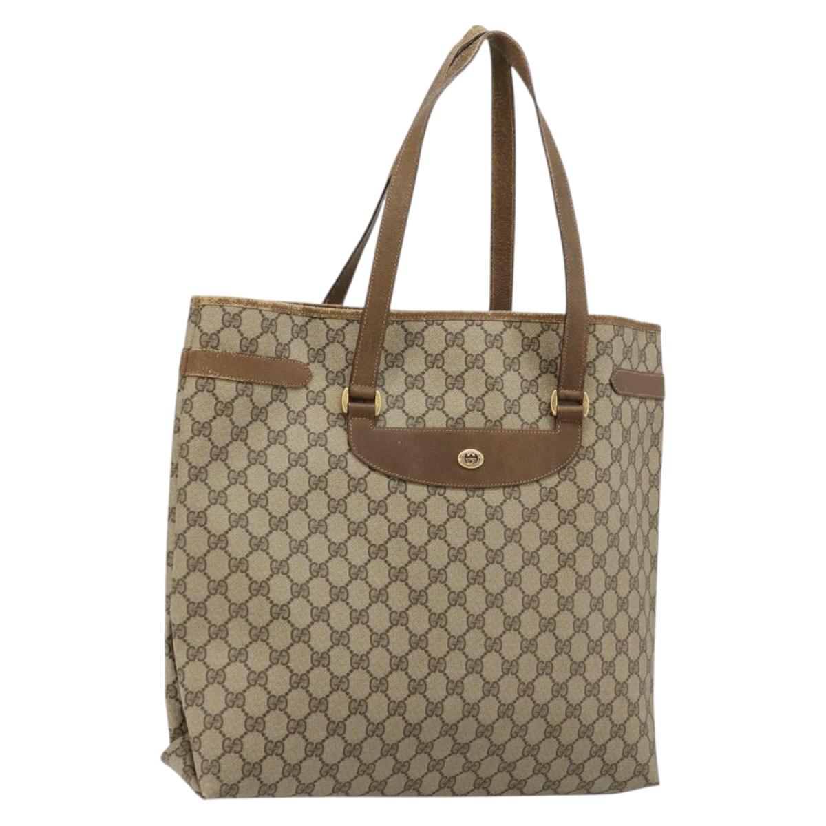 GUCCI GG Supreme Tote Bag PVC Beige Gold 39 02 061 Auth BA12409