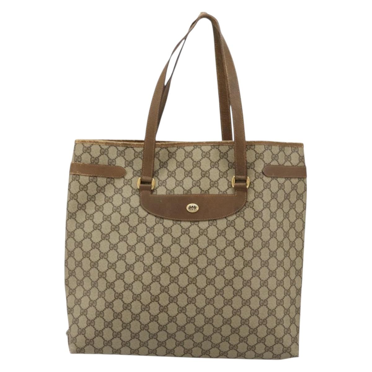 GUCCI GG Supreme Tote Bag PVC Beige Gold 39 02 061 Auth BA12409