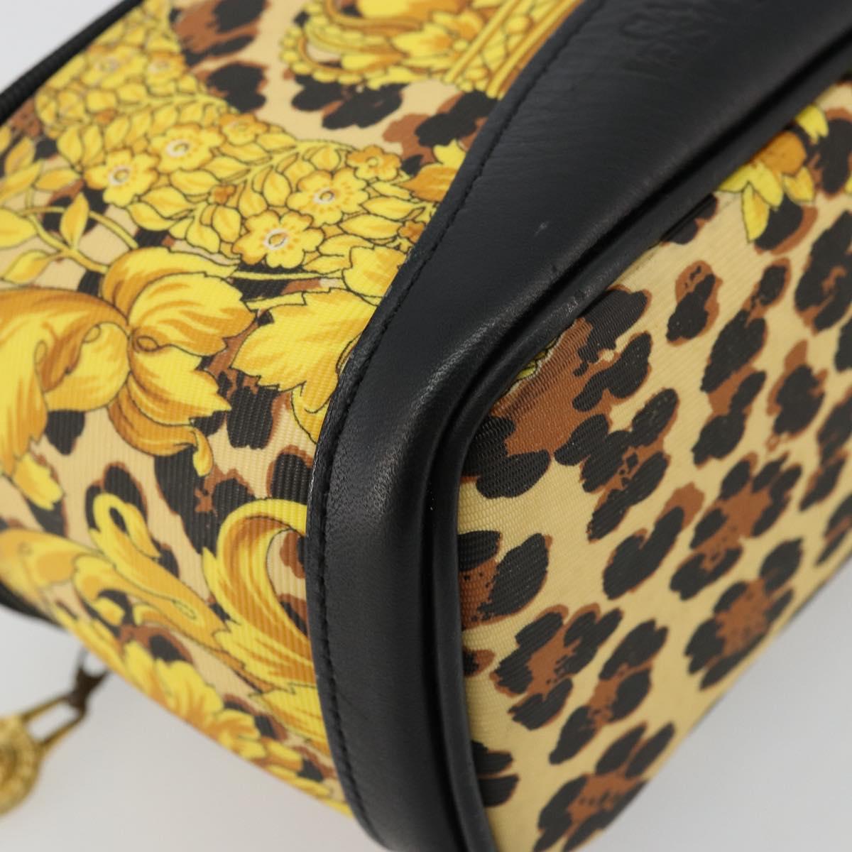 Gianni Versace Vanity Cosmetic Pouch Coated Canvas Yellow Gold Auth BA12417A