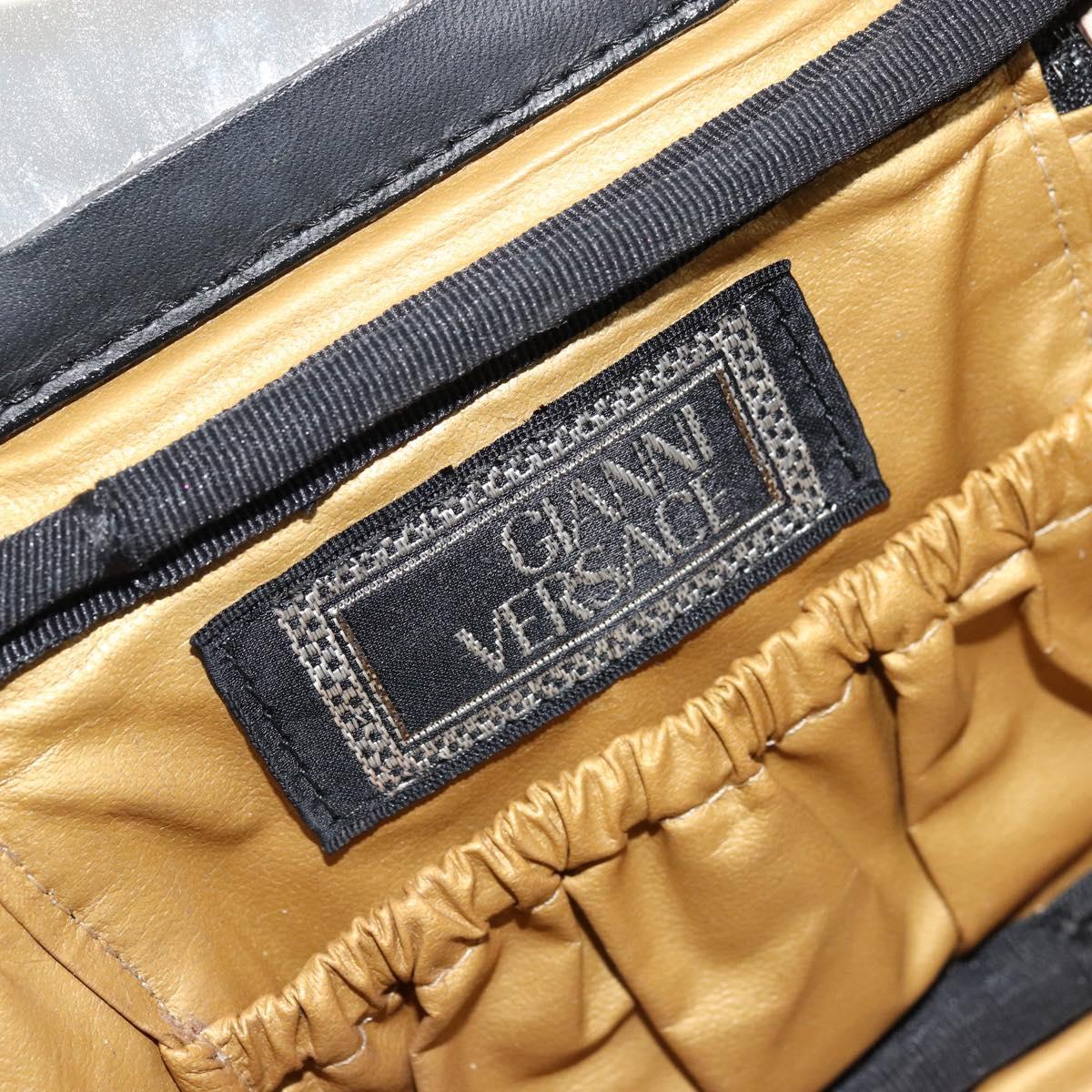 Gianni Versace Vanity Cosmetic Pouch Coated Canvas Yellow Gold Auth BA12417A