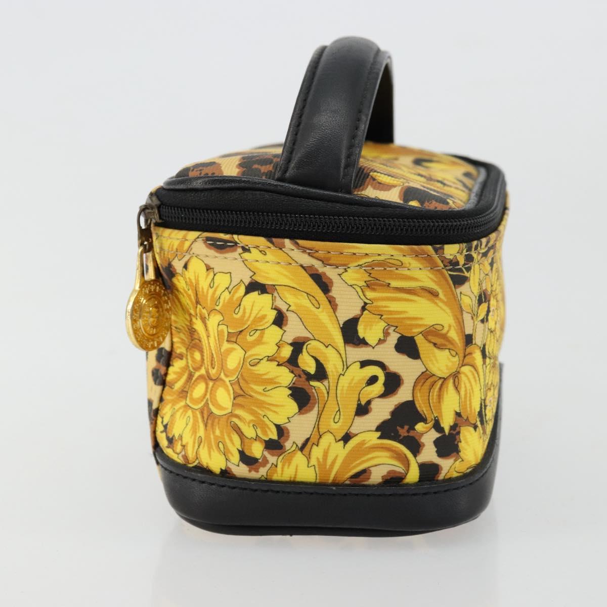Gianni Versace Vanity Cosmetic Pouch Coated Canvas Yellow Gold Auth BA12417A