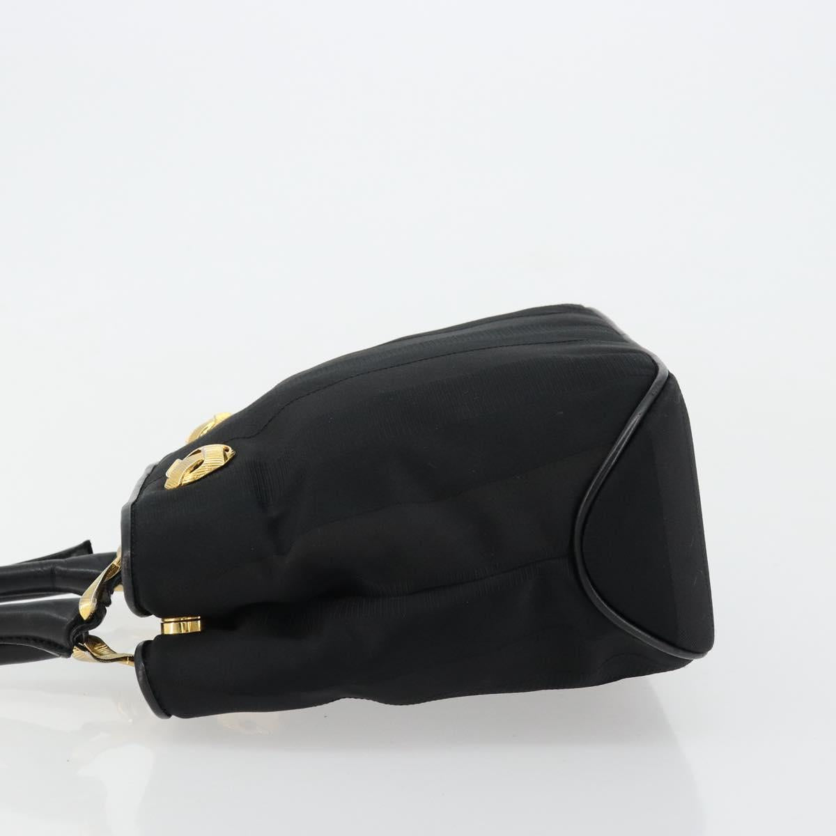 Salvatore Ferragamo Hand Bag Nylon Black Gold Auth BA12422