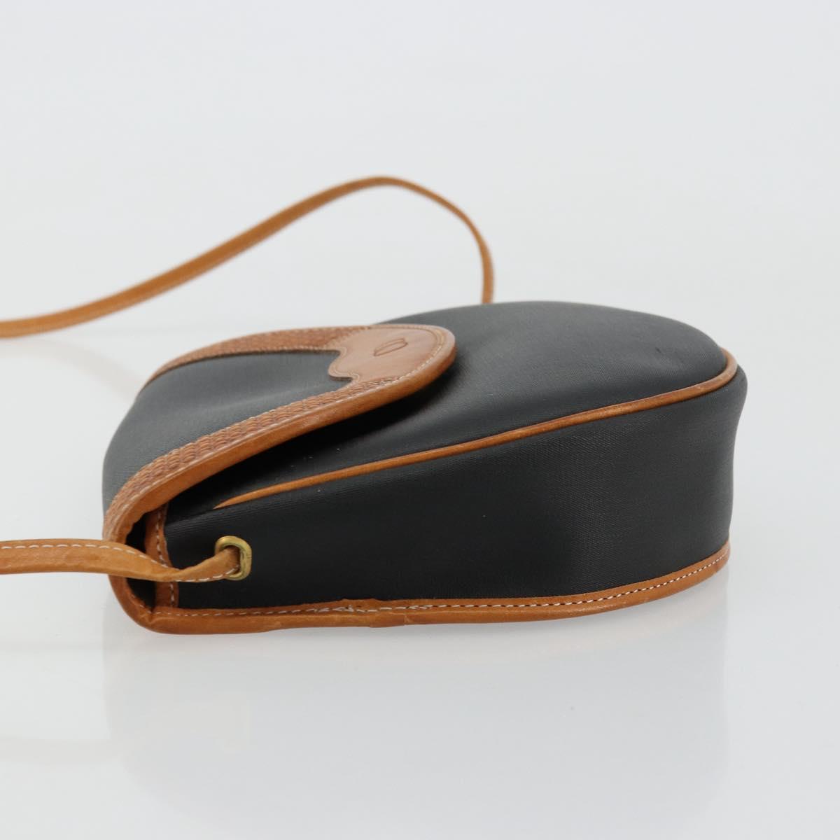 Christian Dior Shoulder Bag Coated Canvas Black Gold Auth BA12423