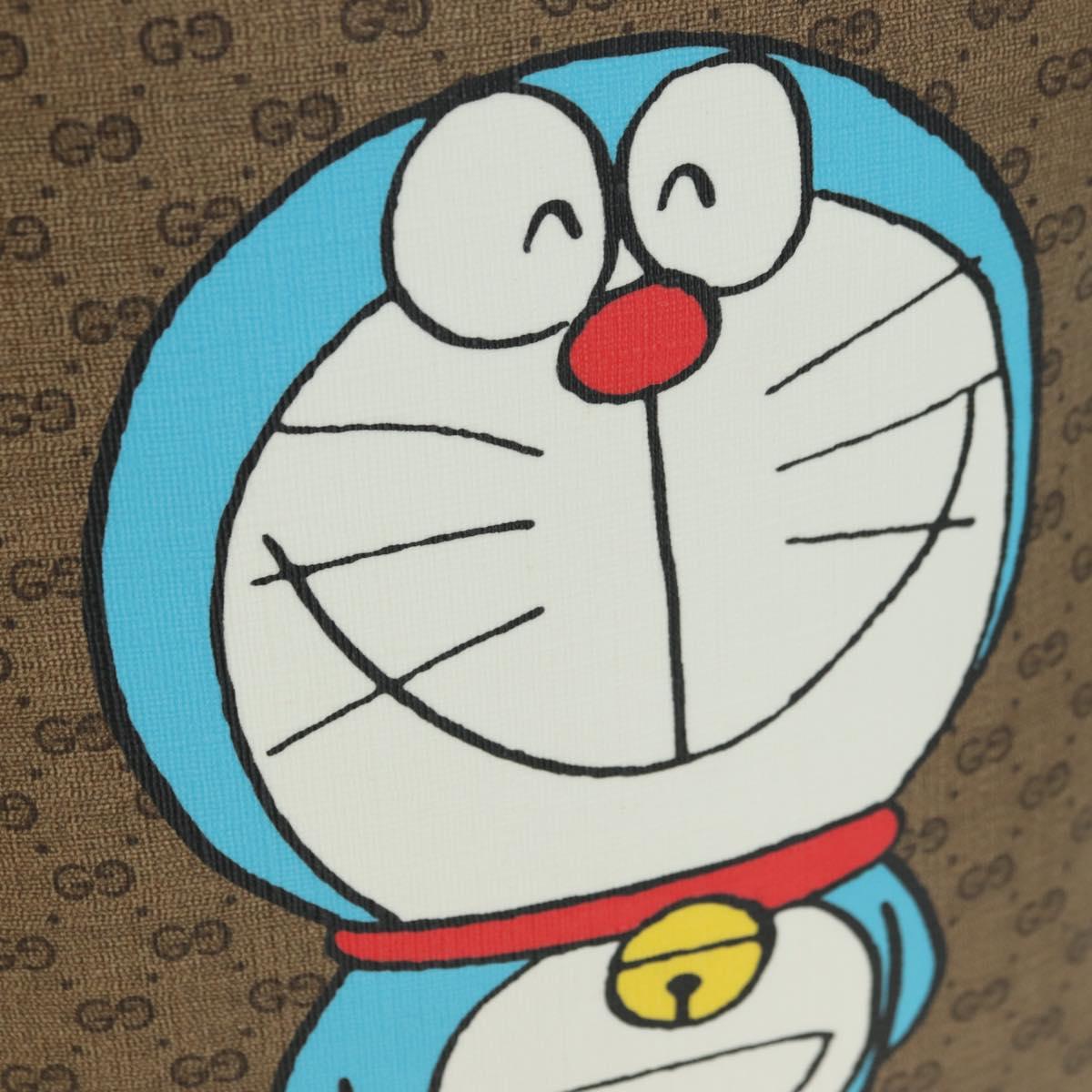 GUCCI Micro GG Supreme Doraemon Backpack PVC Beige Gold 647816 Auth BA12426M