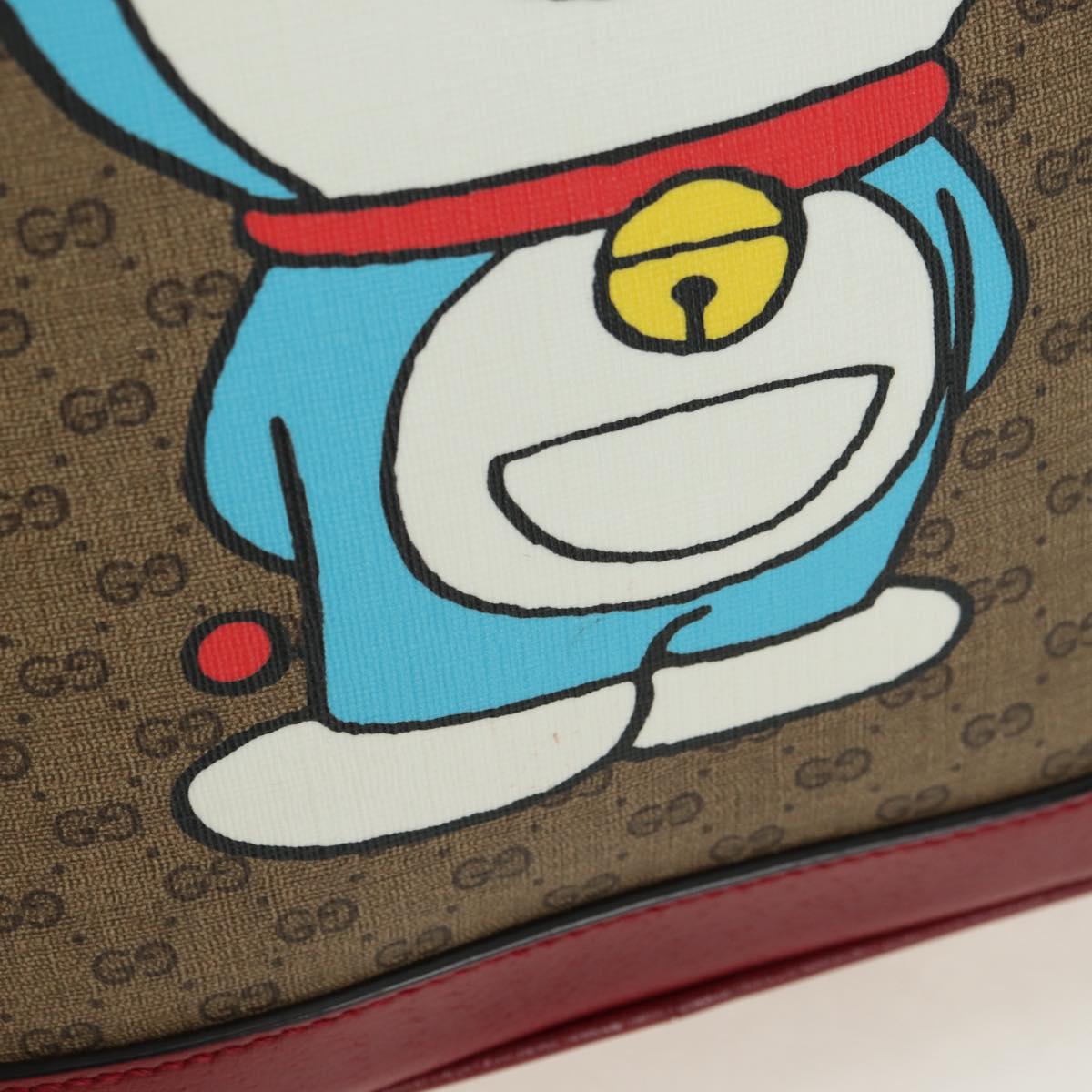 GUCCI Micro GG Supreme Doraemon Backpack PVC Beige Gold 647816 Auth BA12426M