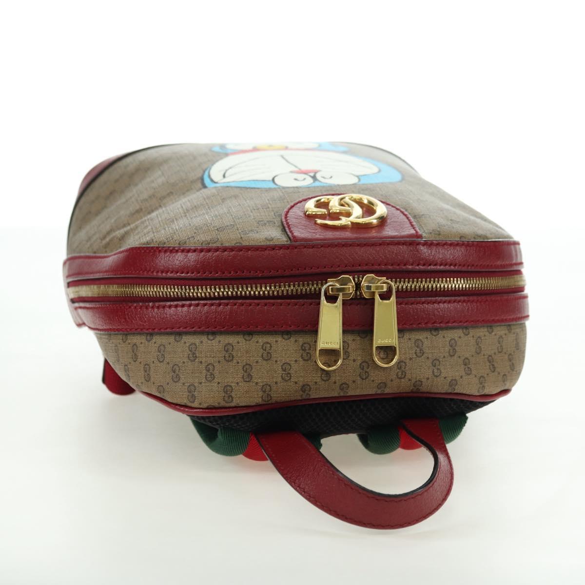 GUCCI Micro GG Supreme Doraemon Backpack PVC Beige Gold 647816 Auth BA12426M