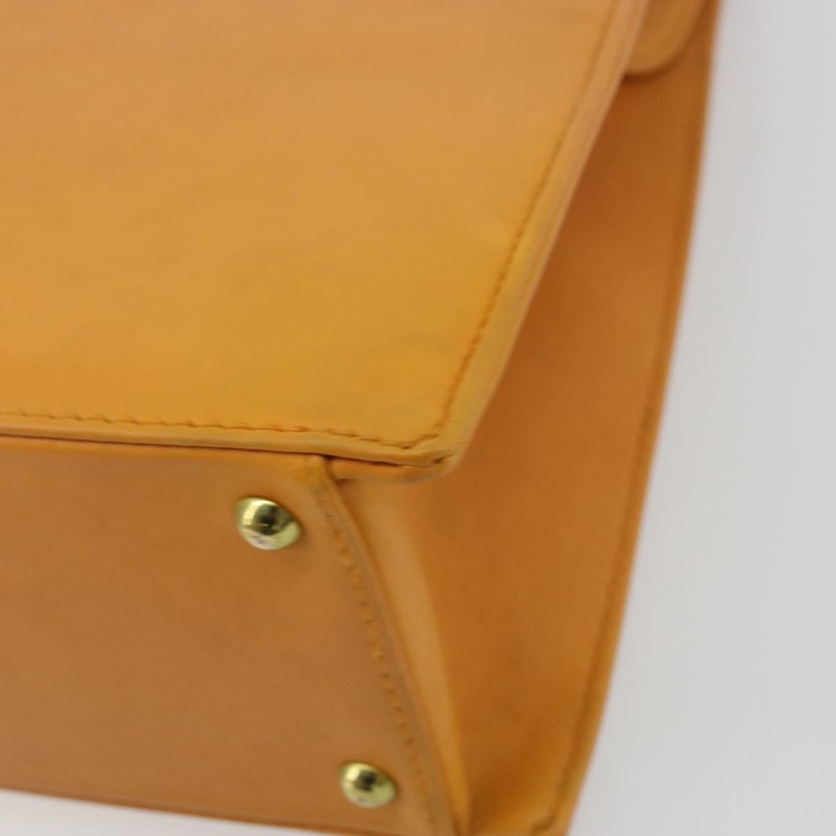 CHANEL Tote Bag Leather Orange Gold CC Auth BA12427A