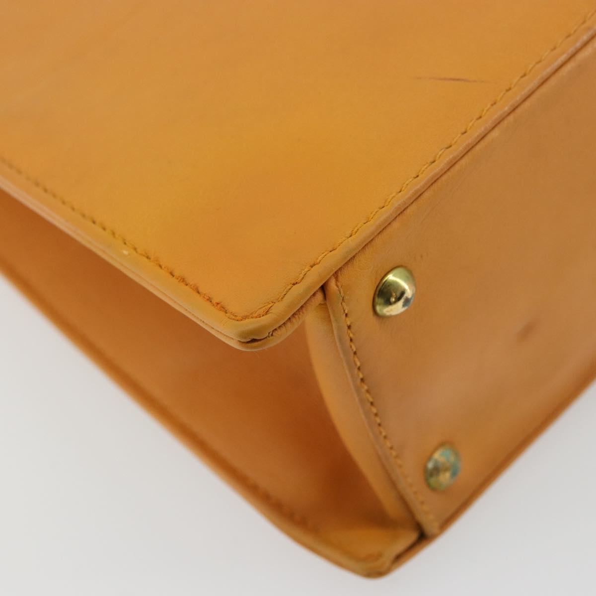 CHANEL Tote Bag Leather Orange Gold CC Auth BA12427A
