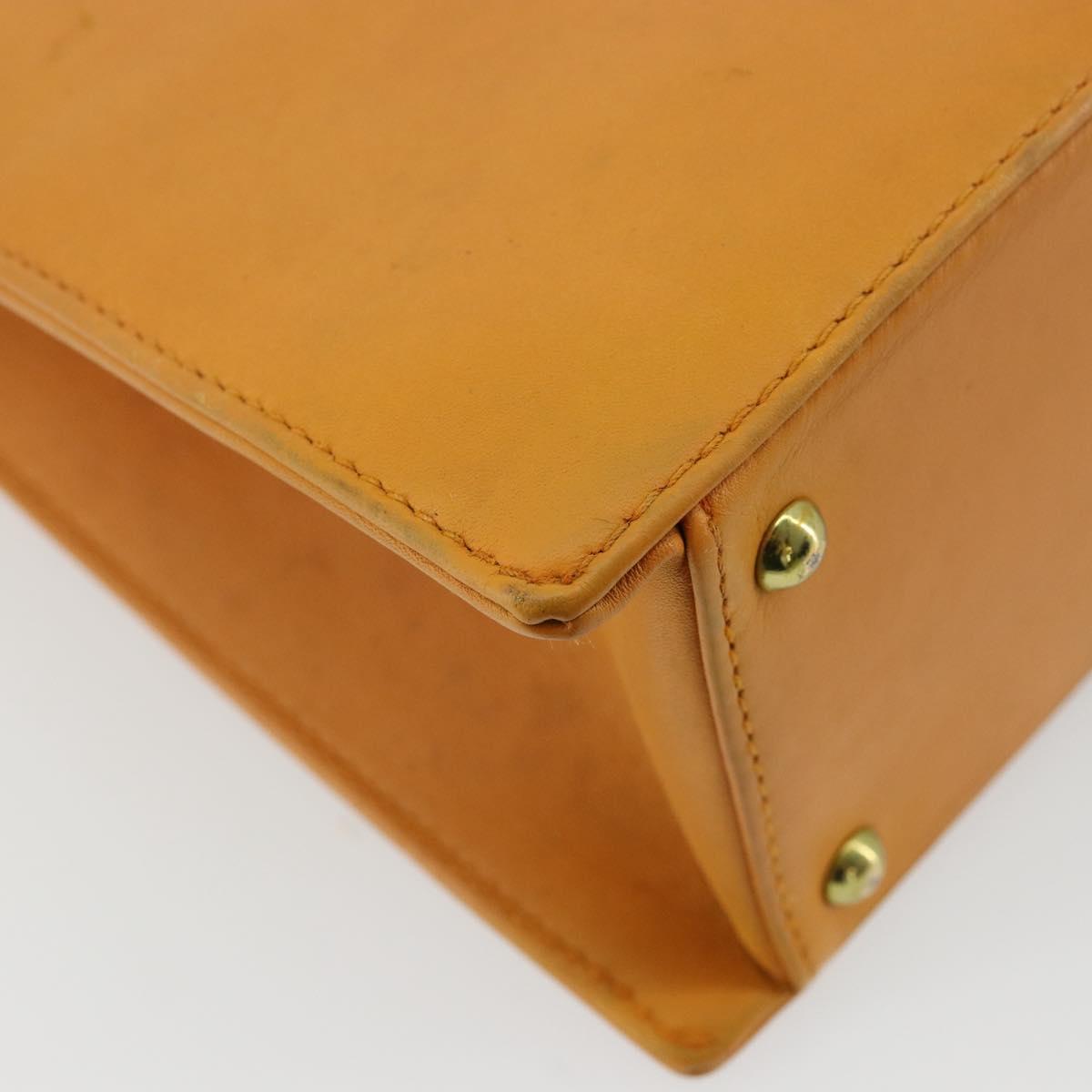 CHANEL Tote Bag Leather Orange Gold CC Auth BA12427A