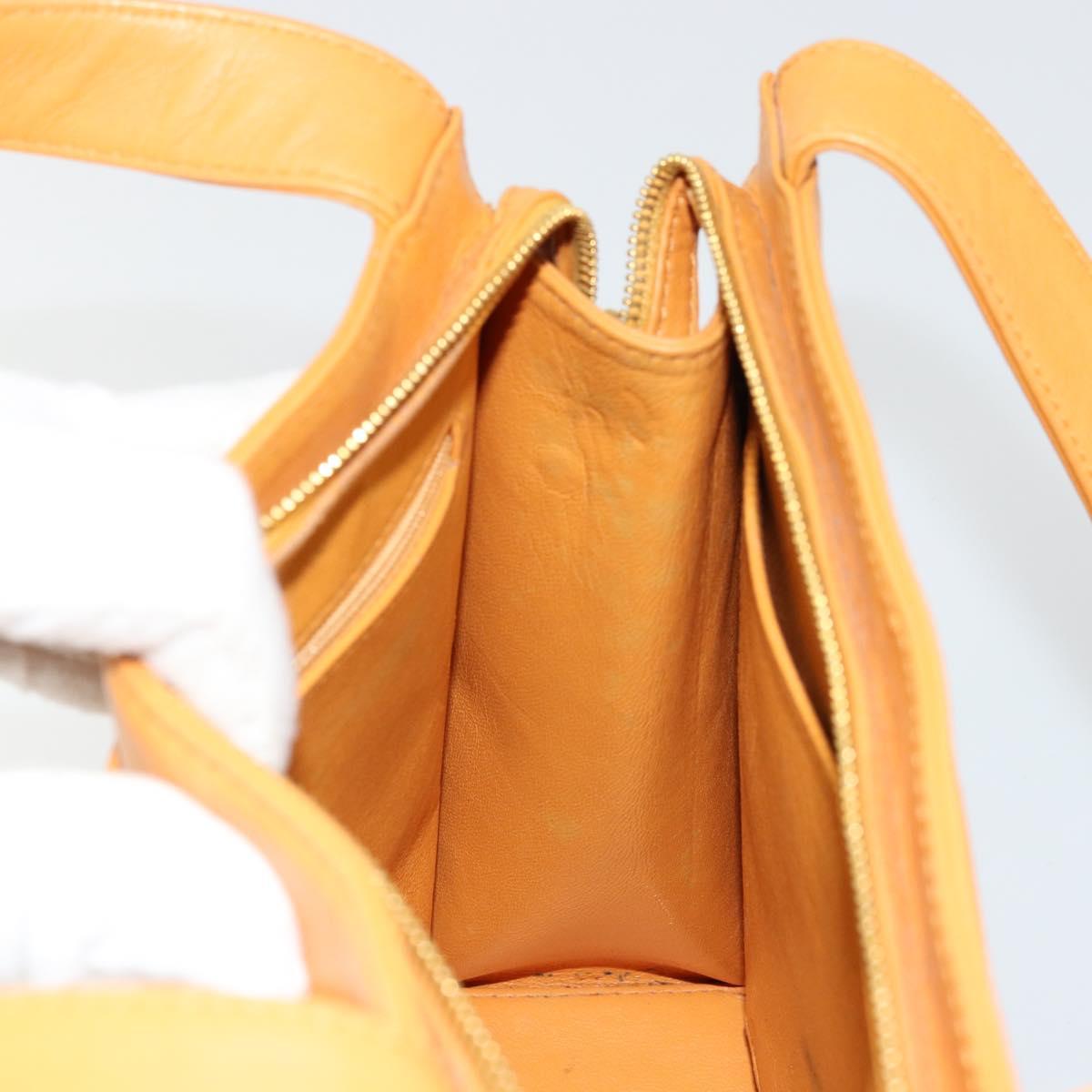 CHANEL Tote Bag Leather Orange Gold CC Auth BA12427A