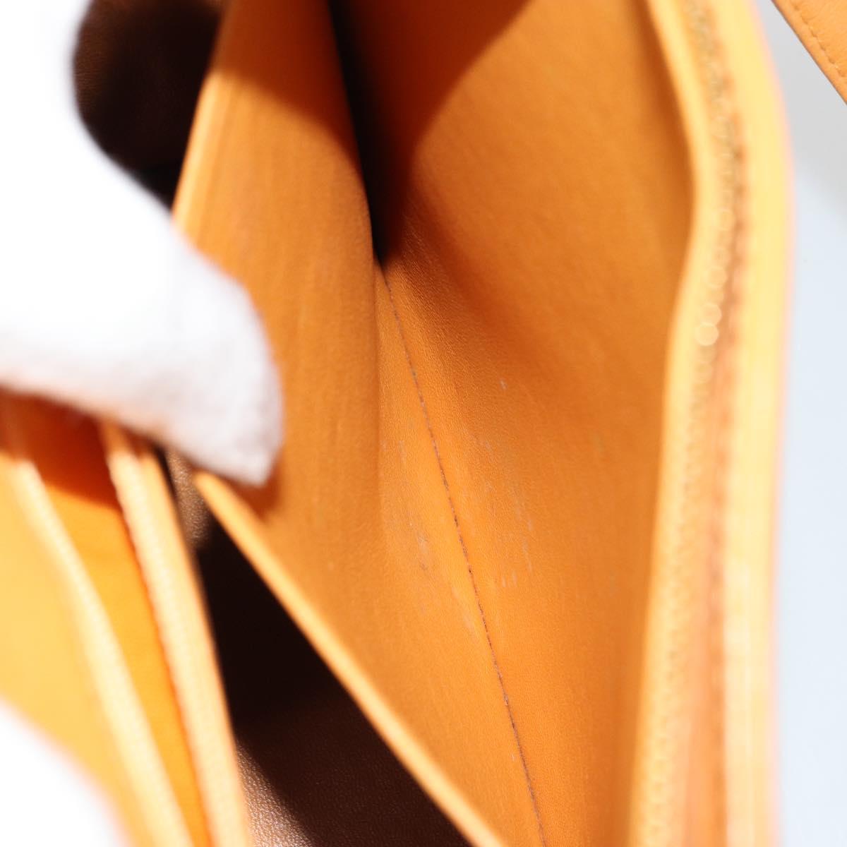 CHANEL Tote Bag Leather Orange Gold CC Auth BA12427A