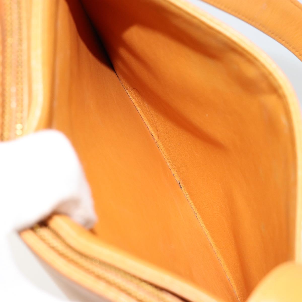 CHANEL Tote Bag Leather Orange Gold CC Auth BA12427A