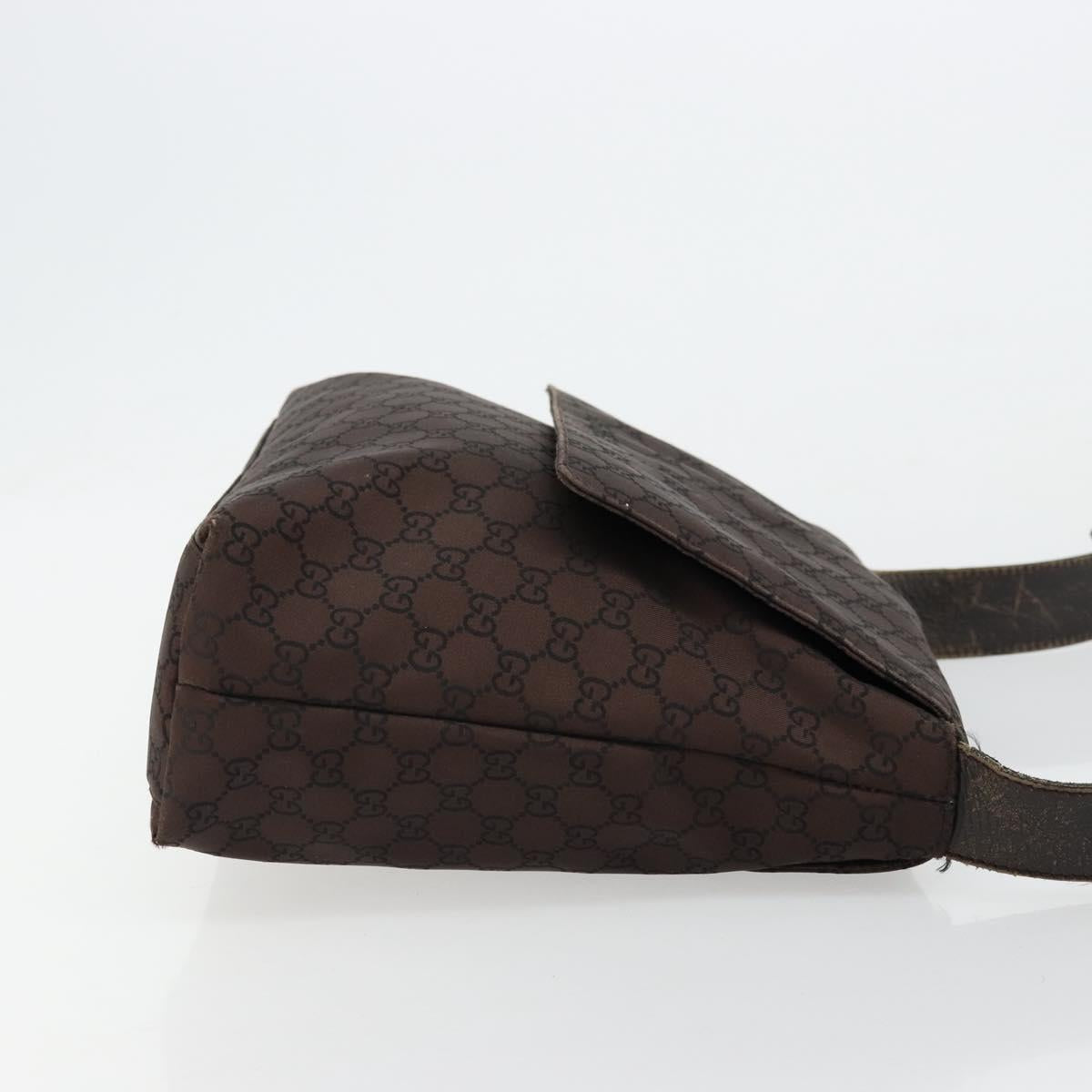 GUCCI GG Canvas Shoulder Bag Nylon Outlet Brown Gold 272351 Auth BA12428