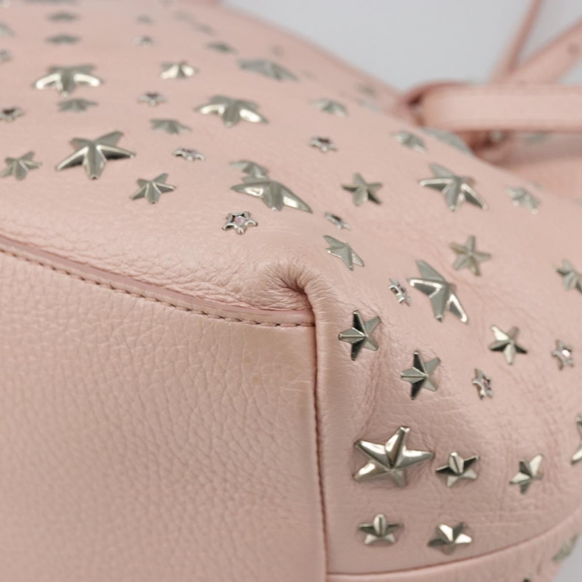 Jimmy Choo Tote Bag Leather Pink Silver Auth BA12429A