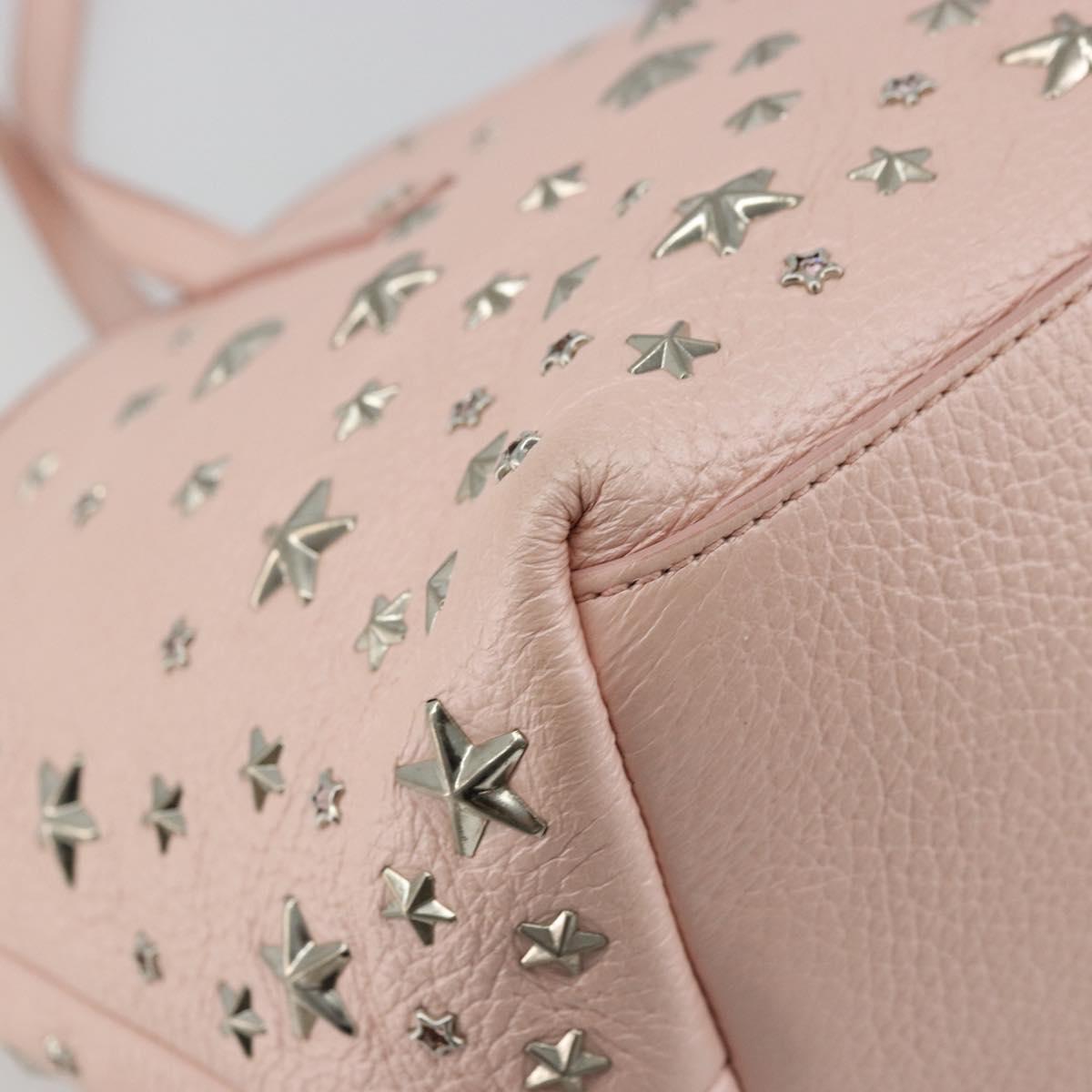 Jimmy Choo Tote Bag Leather Pink Silver Auth BA12429A