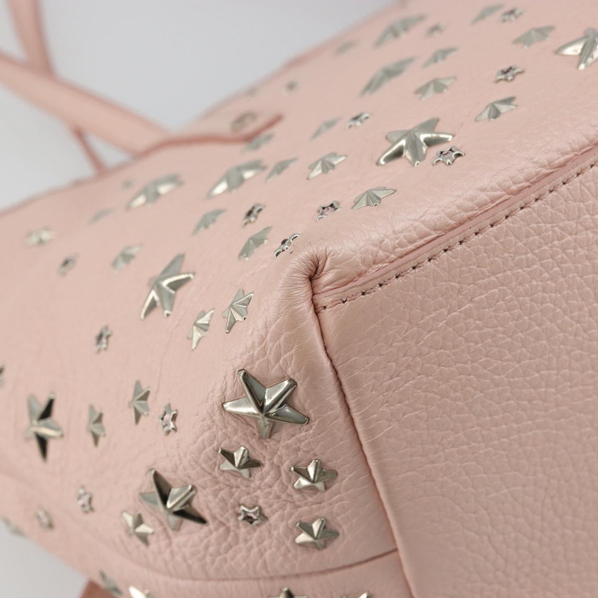 Jimmy Choo Tote Bag Leather Pink Silver Auth BA12429A