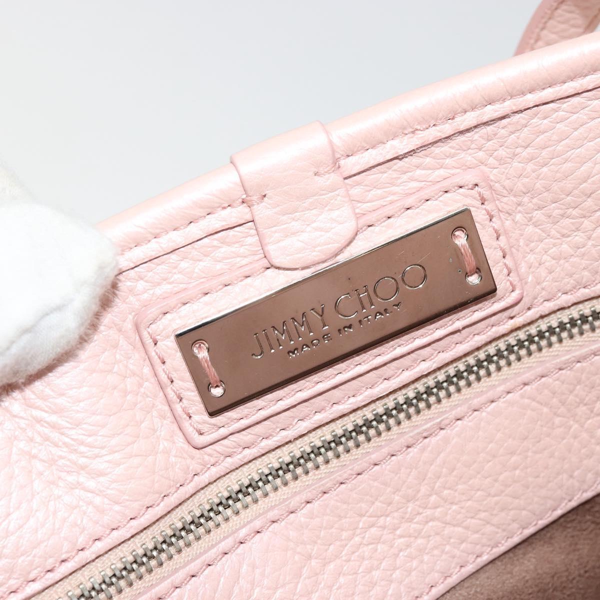 Jimmy Choo Tote Bag Leather Pink Silver Auth BA12429A