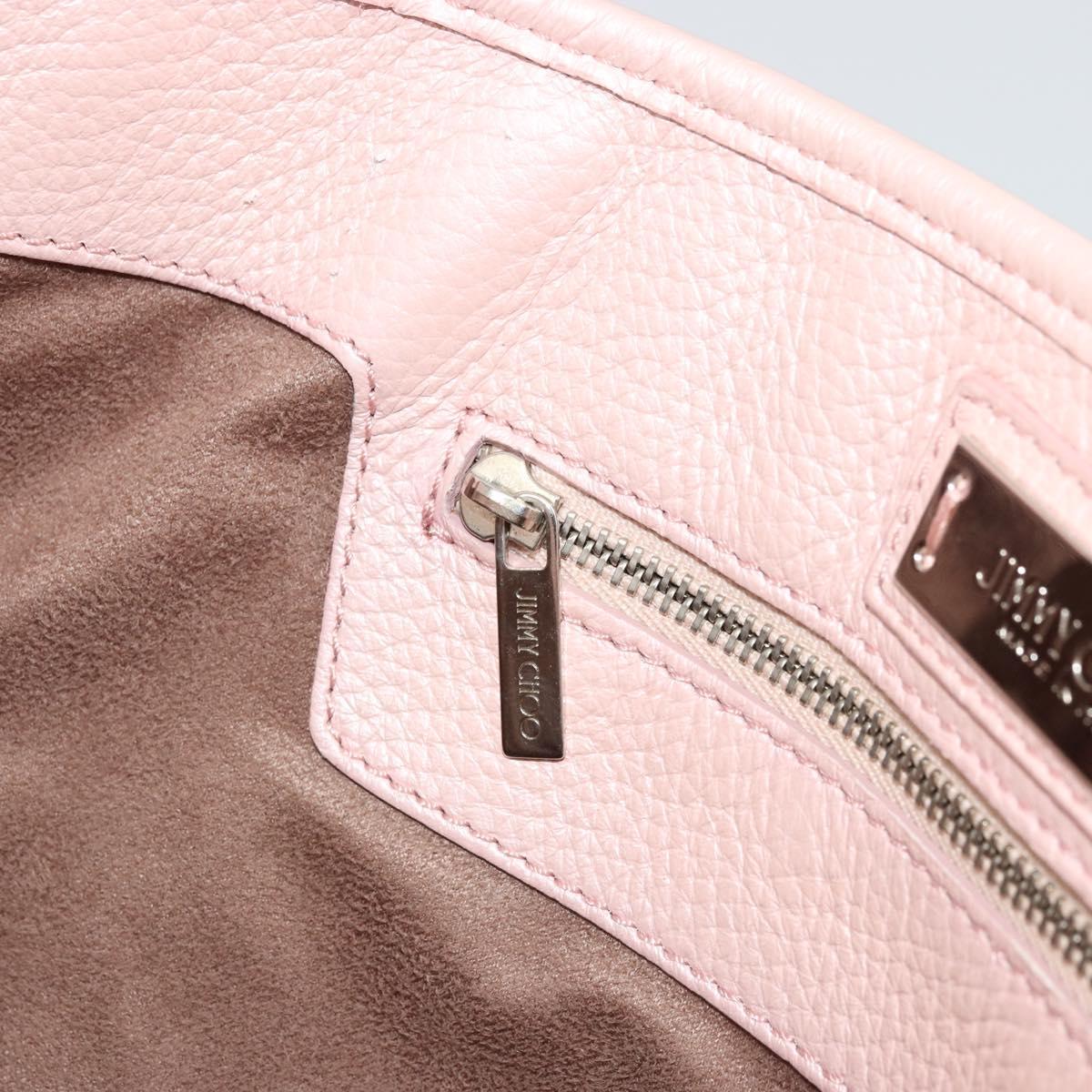Jimmy Choo Tote Bag Leather Pink Silver Auth BA12429A