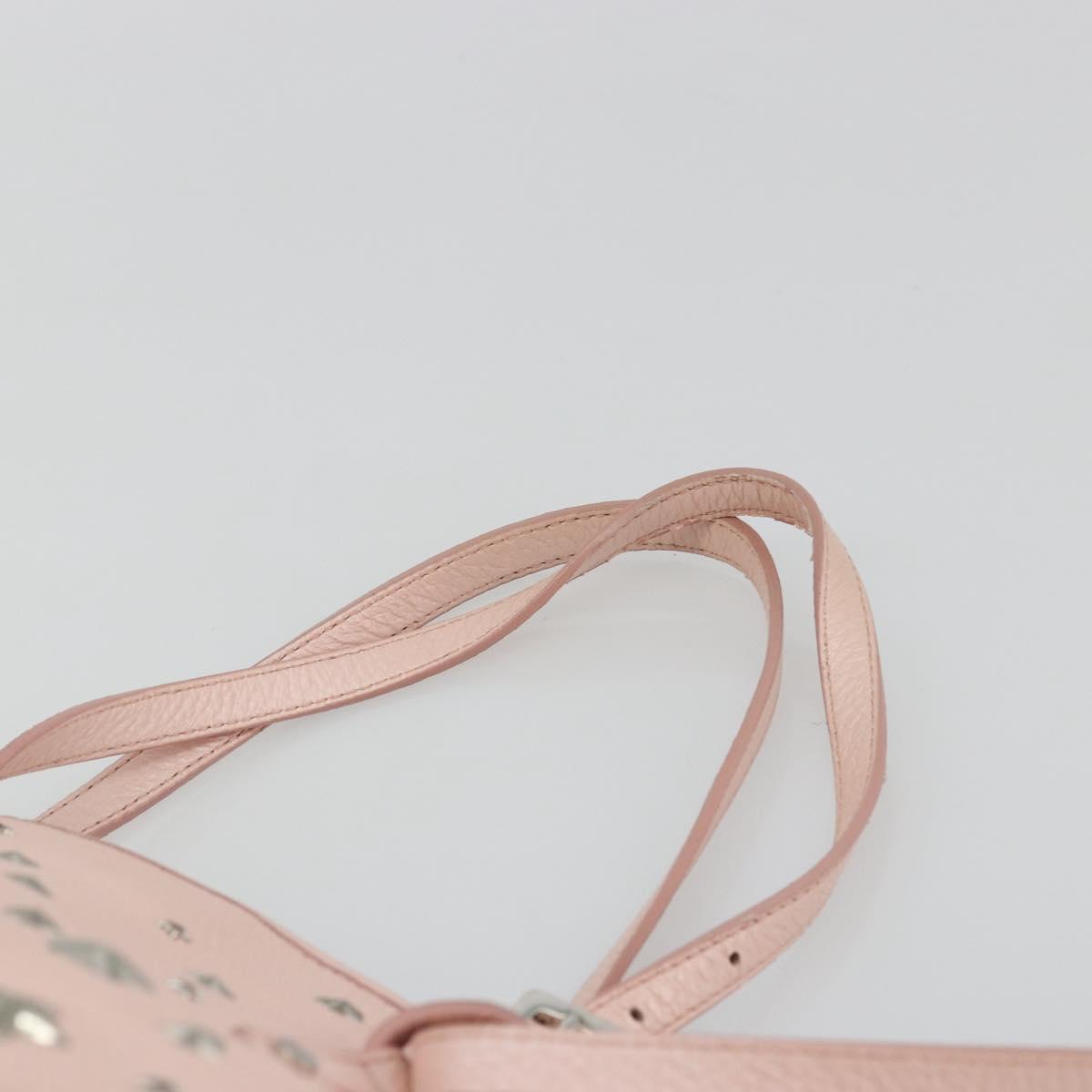 Jimmy Choo Tote Bag Leather Pink Silver Auth BA12429A