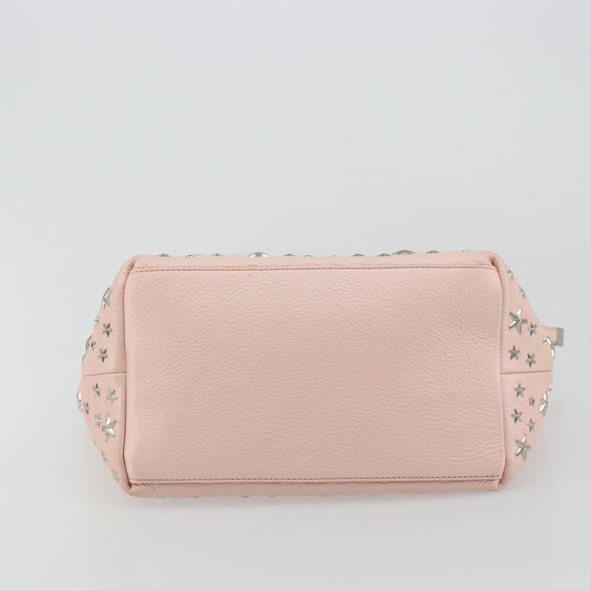 Jimmy Choo Tote Bag Leather Pink Silver Auth BA12429A