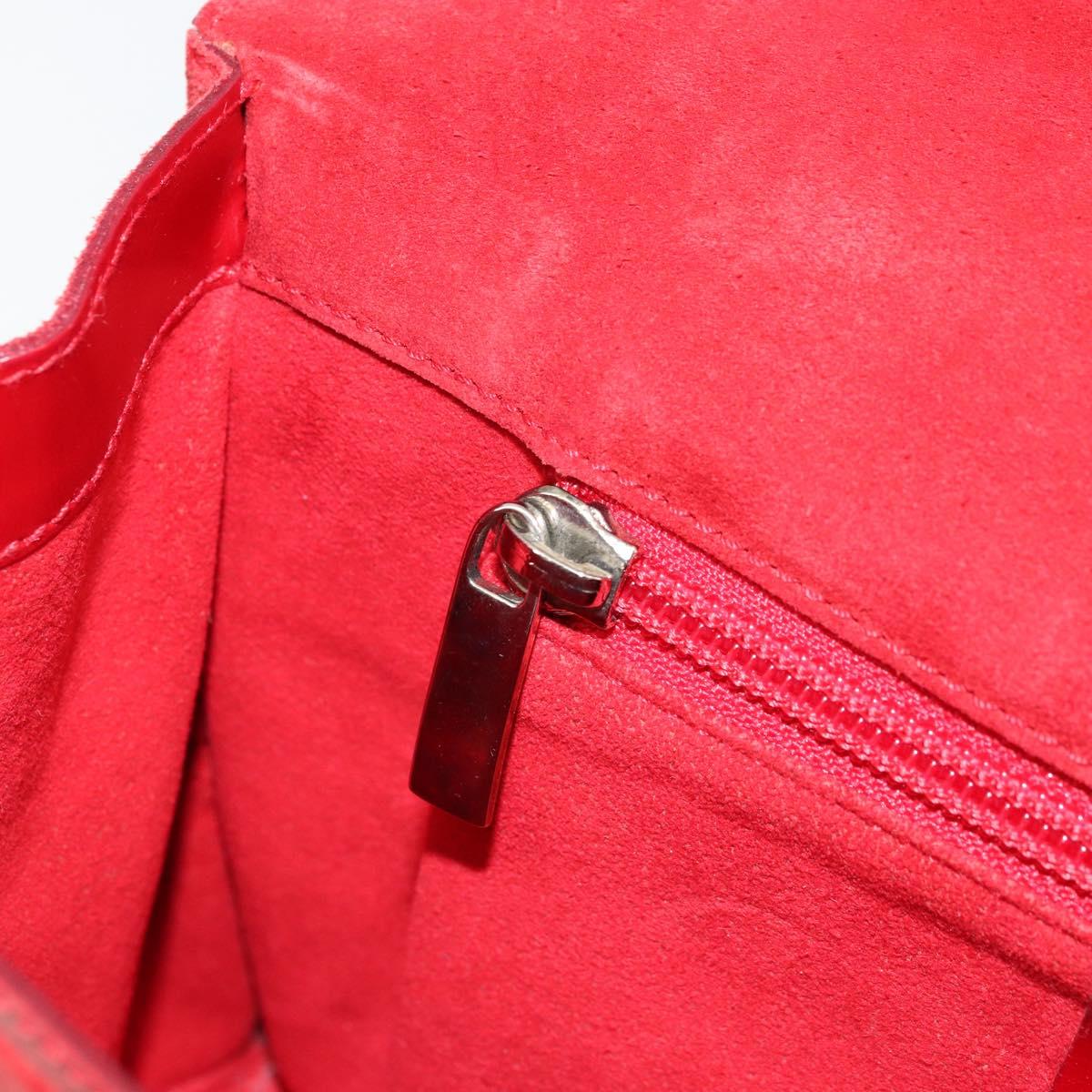 Salvatore Ferragamo Gancini Hand Bag Leather Red Silver Auth BA12430