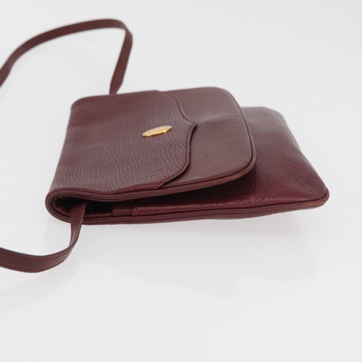 CARTIER Must Line Shoulder Bag Leather Bordeaux Gold Auth BA12432