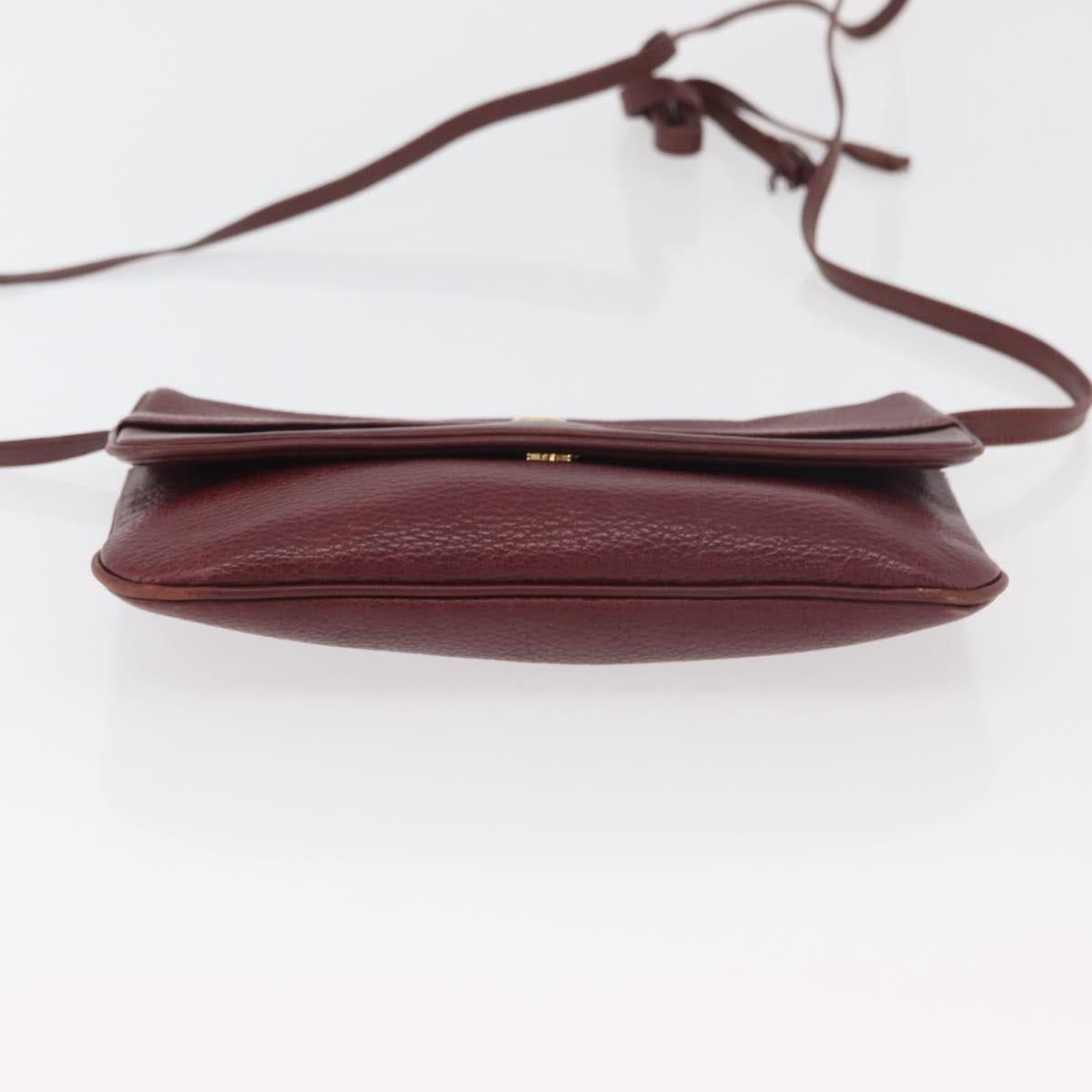 CARTIER Must Line Shoulder Bag Leather Bordeaux Gold Auth BA12432