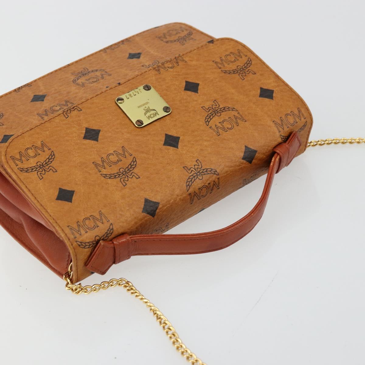 MCM Vicetos Logogram Hand Bag PVC Leather 2way Brown Gold Auth BA12433A