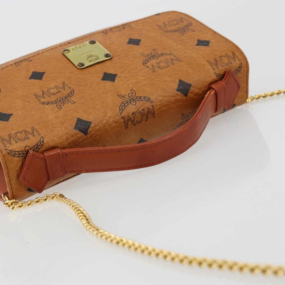 MCM Vicetos Logogram Hand Bag PVC Leather 2way Brown Gold Auth BA12433A
