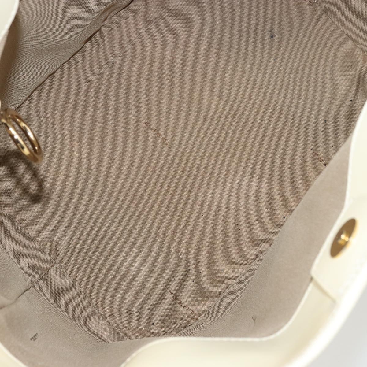 FENDI Hand Bag Patent leather Ivory Gold Auth BA12442A