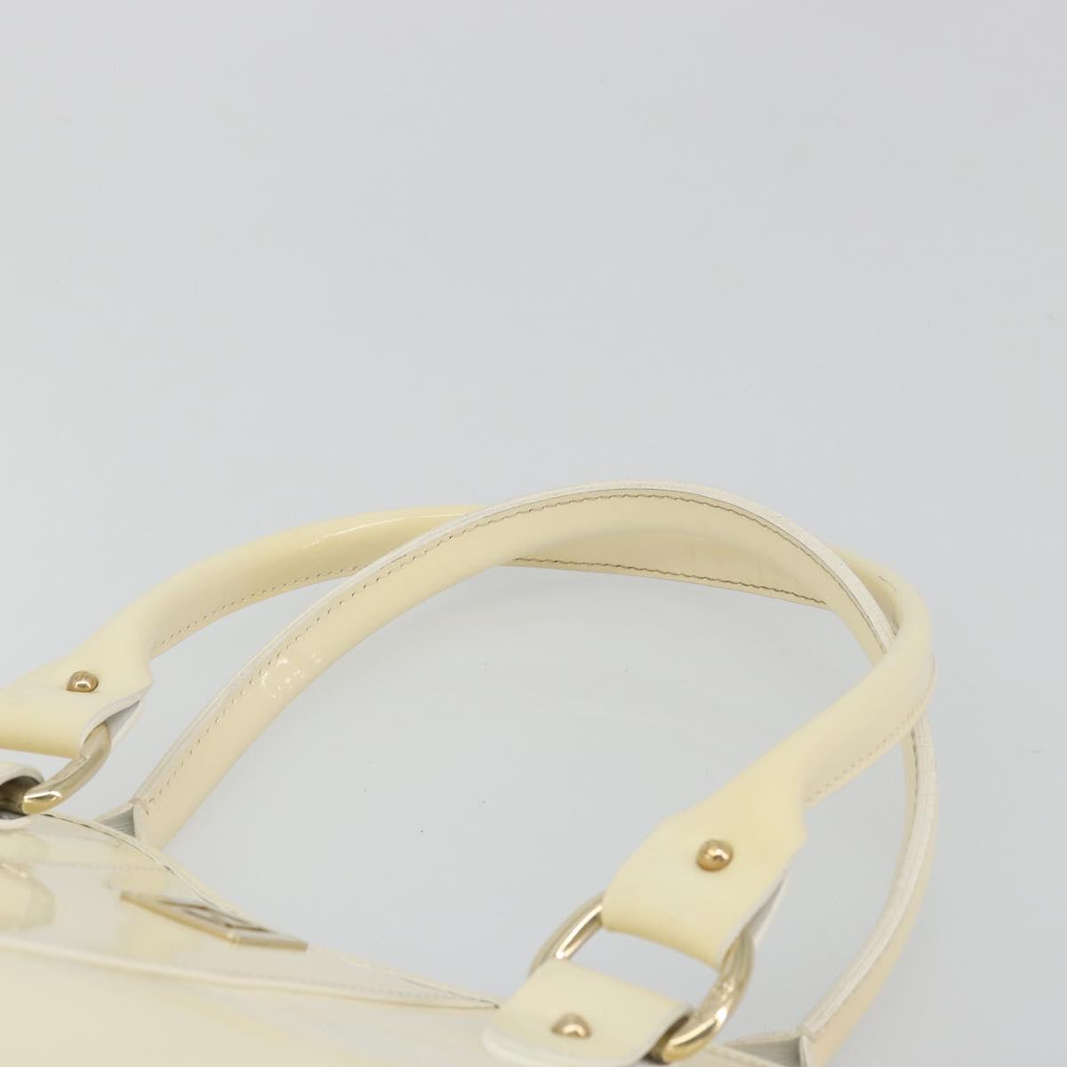 FENDI Hand Bag Patent leather Ivory Gold Auth BA12442A