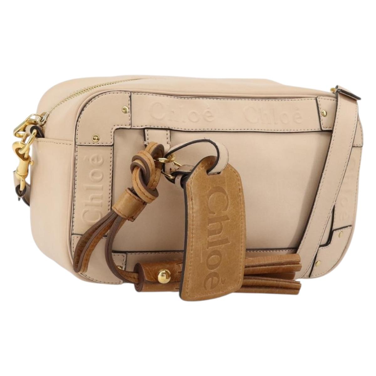 Chloe Shoulder Bag Leather Pink Gold Auth BA12443A