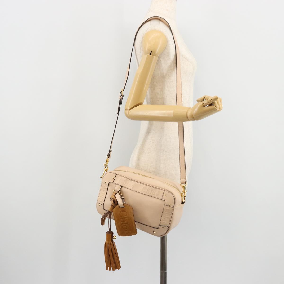 Chloe Shoulder Bag Leather Pink Gold Auth BA12443A