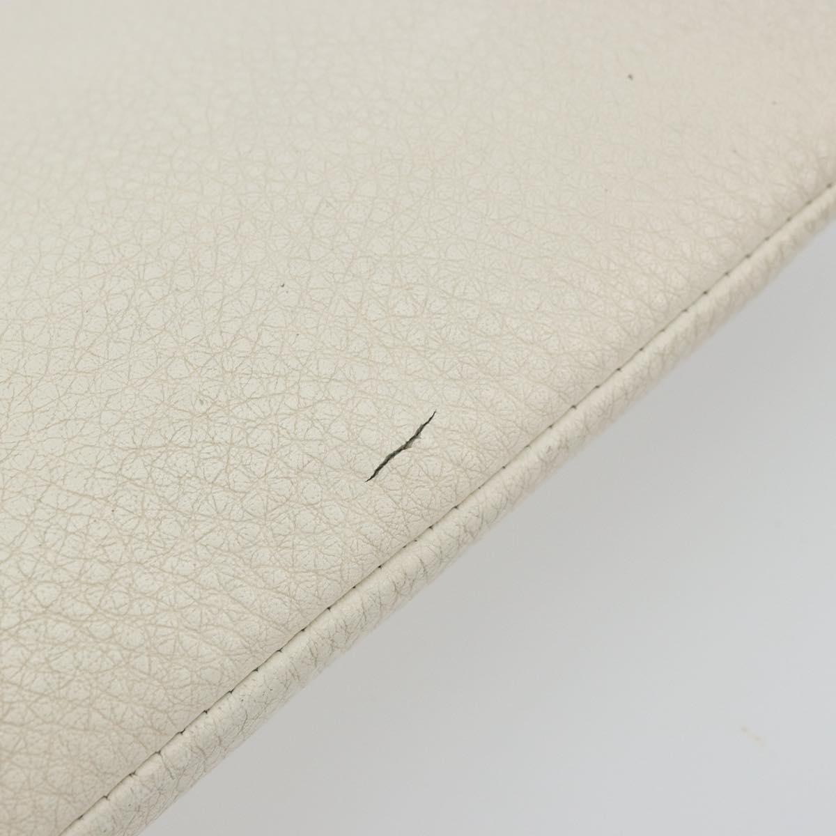 BALENCIAGA Clutch Bag Leather White Silver 485110 Auth BA12446