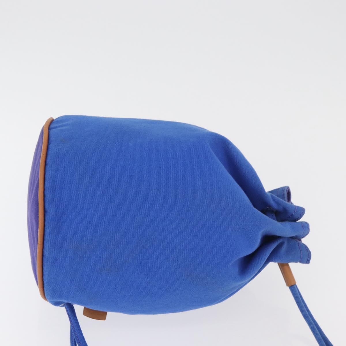 HERMES Purse Shoulder Bag Canvas Blue Silver Auth BA12448A