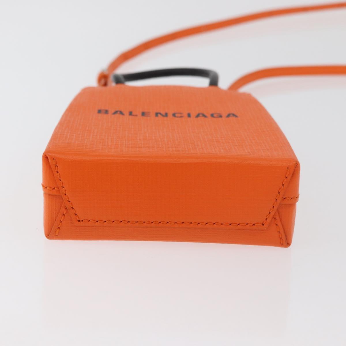 BALENCIAGA Shopping Phone Holder Bag Leather Orange 593826 Auth BA12449A