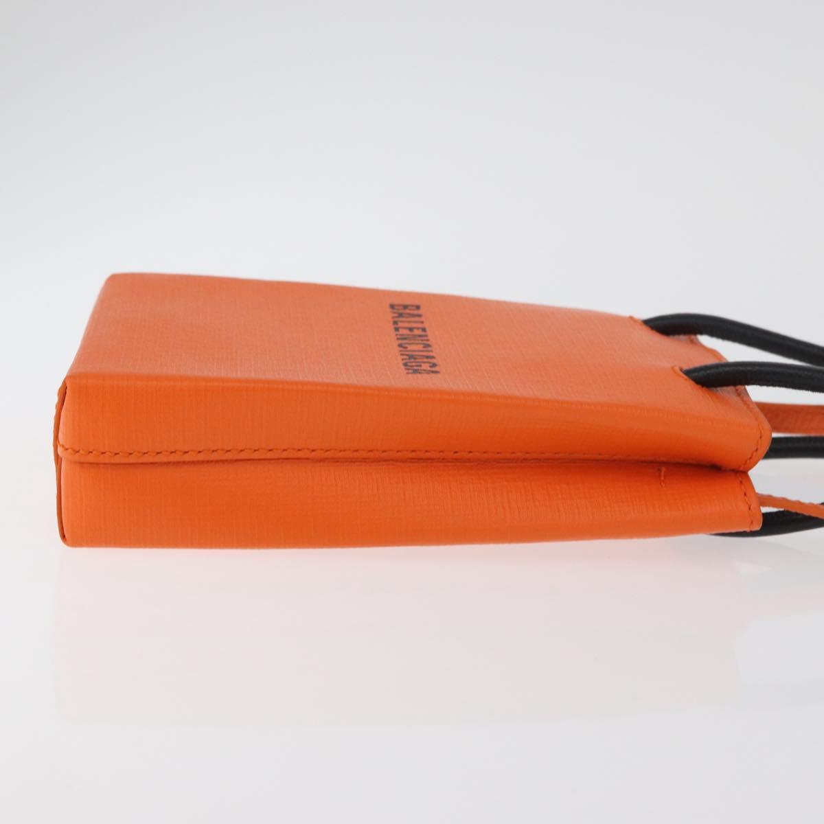 BALENCIAGA Shopping Phone Holder Bag Leather Orange 593826 Auth BA12449A