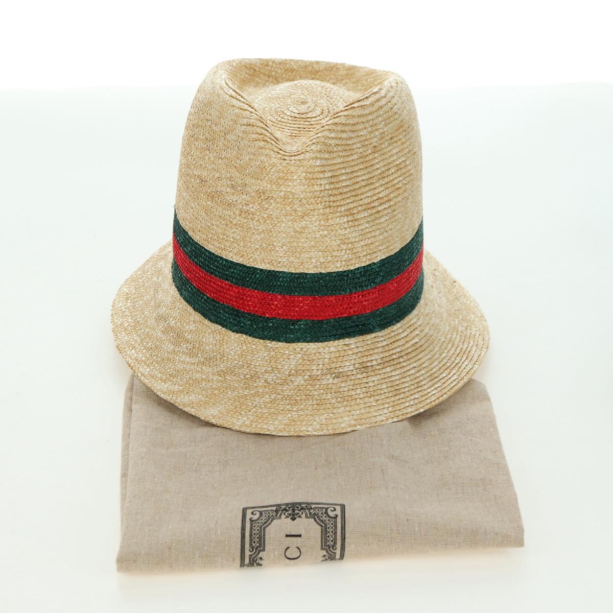 GUCCI Straw Hat S Beige Auth BA12455M