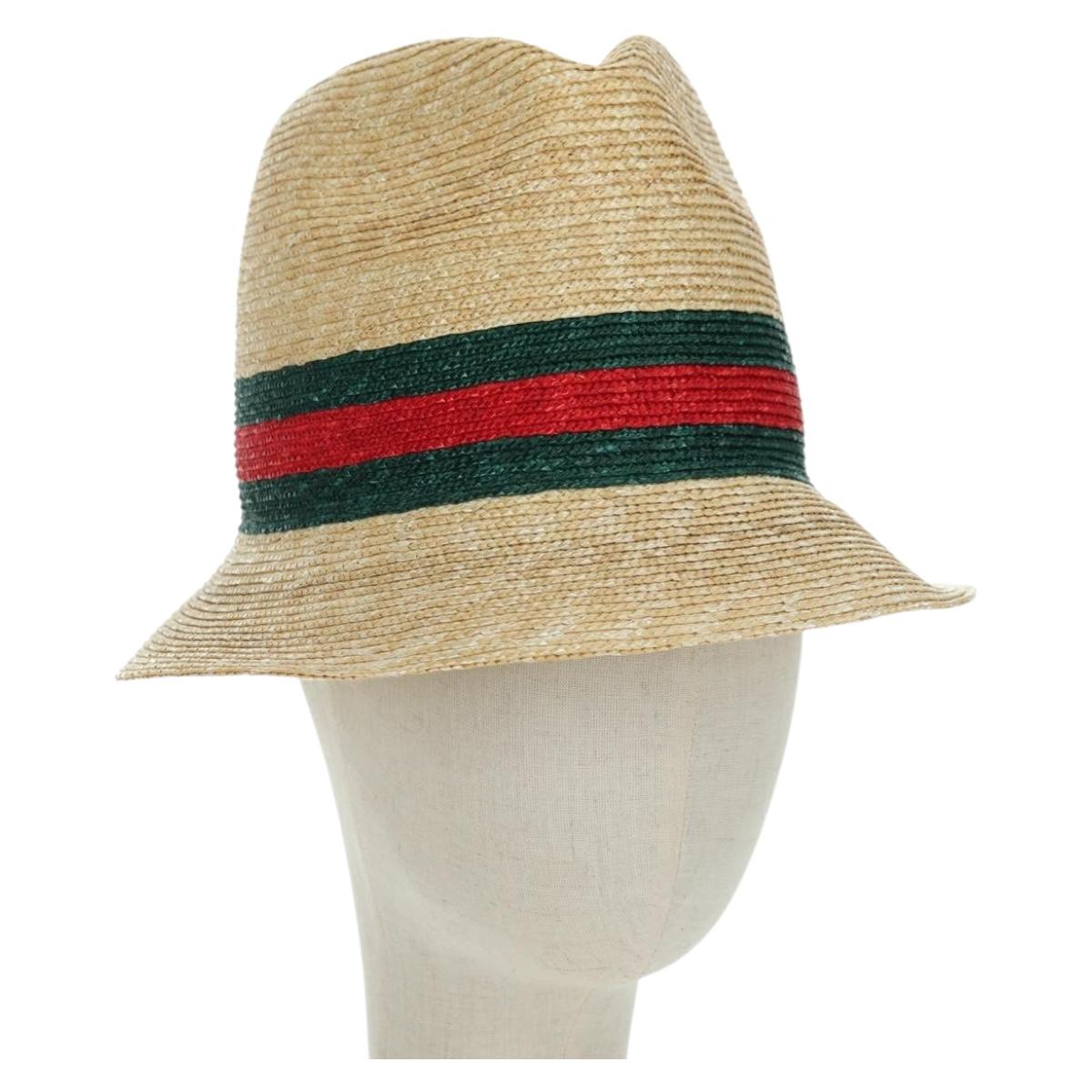 GUCCI Straw Hat S Beige Auth BA12455M