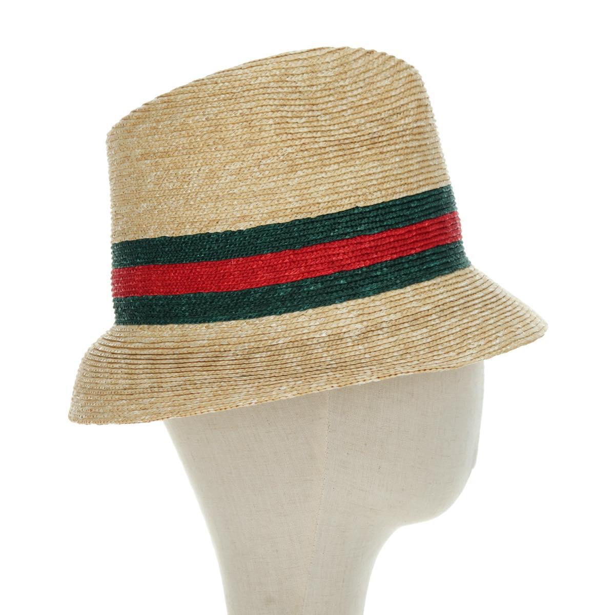GUCCI Straw Hat S Beige Auth BA12455M