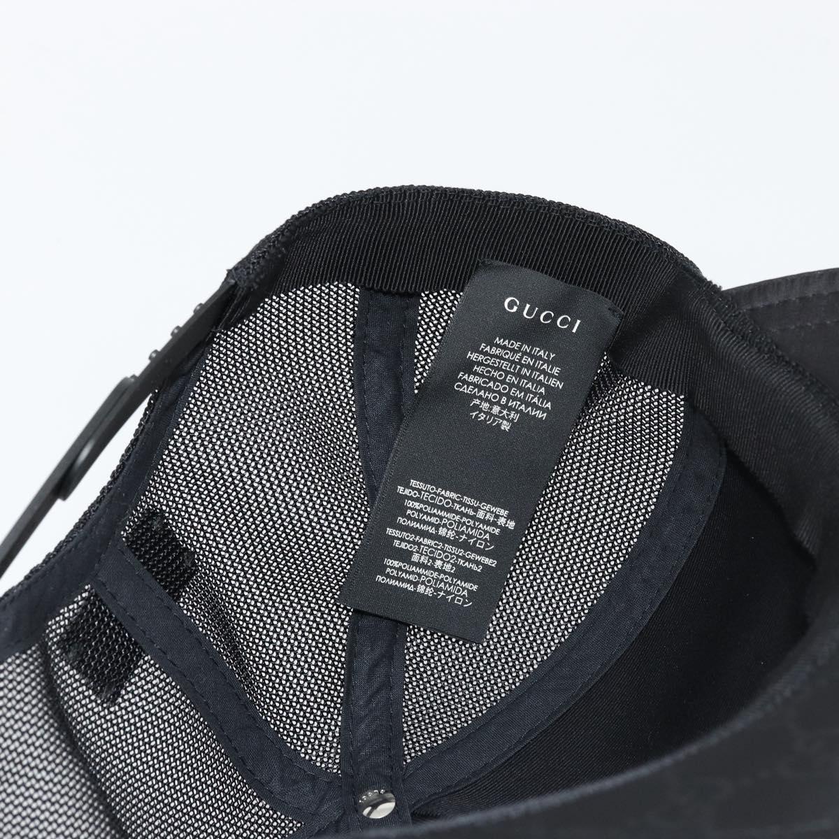 GUCCI GG Canvas Web Sherry Line Baseball Cap Nylon XL Black 200035 Auth BA12456A