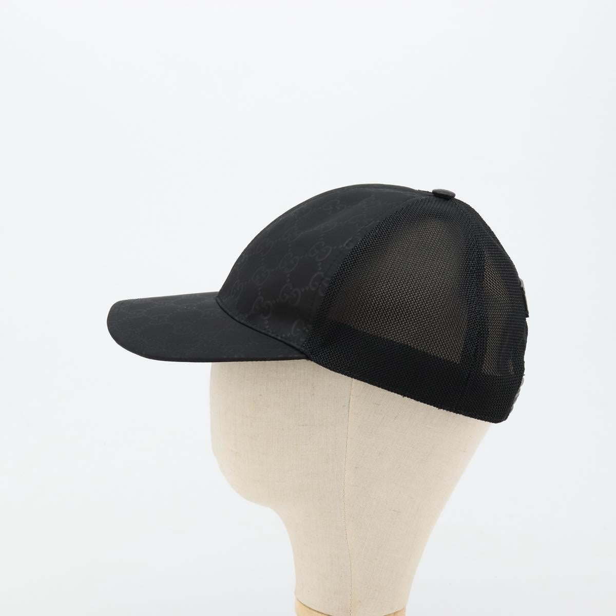 GUCCI GG Canvas Web Sherry Line Baseball Cap Nylon XL Black 200035 Auth BA12456A