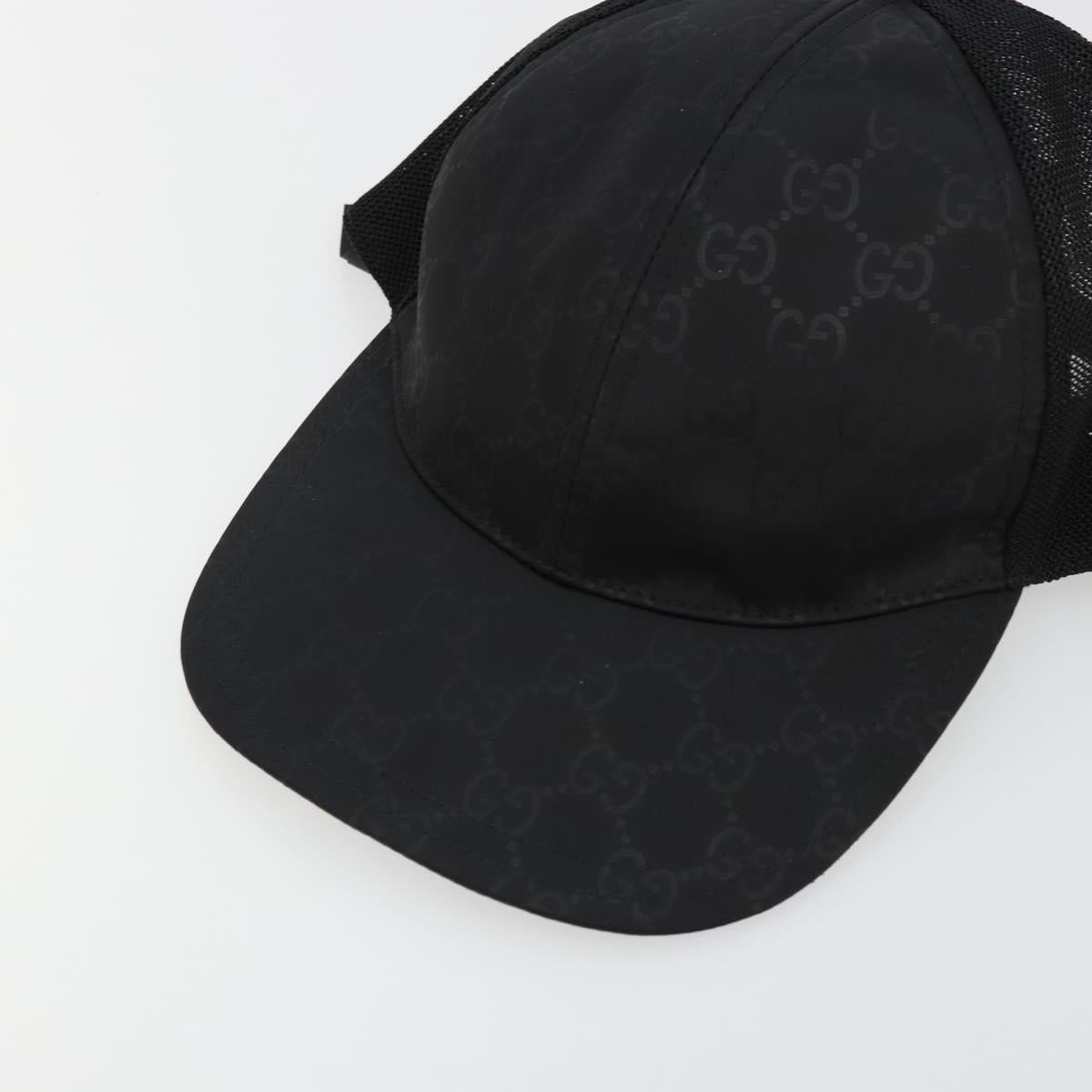 GUCCI GG Canvas Web Sherry Line Baseball Cap Nylon XL Black 200035 Auth BA12456A