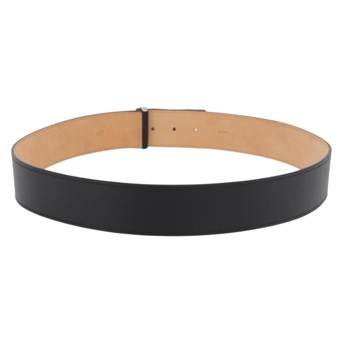 LOUIS VUITTON Ceinture Belt Leather 45.7"" Black LV Auth BA12472A